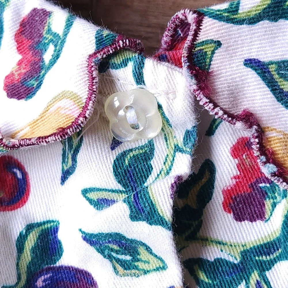 VTG OshKosh Collection Fruit Smocked Dress 5 Girls Corduroy Pears Cherries USA